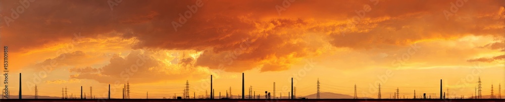 Aufkleber communication blackout concept with silhouetted electrical transmission towers and power lines again