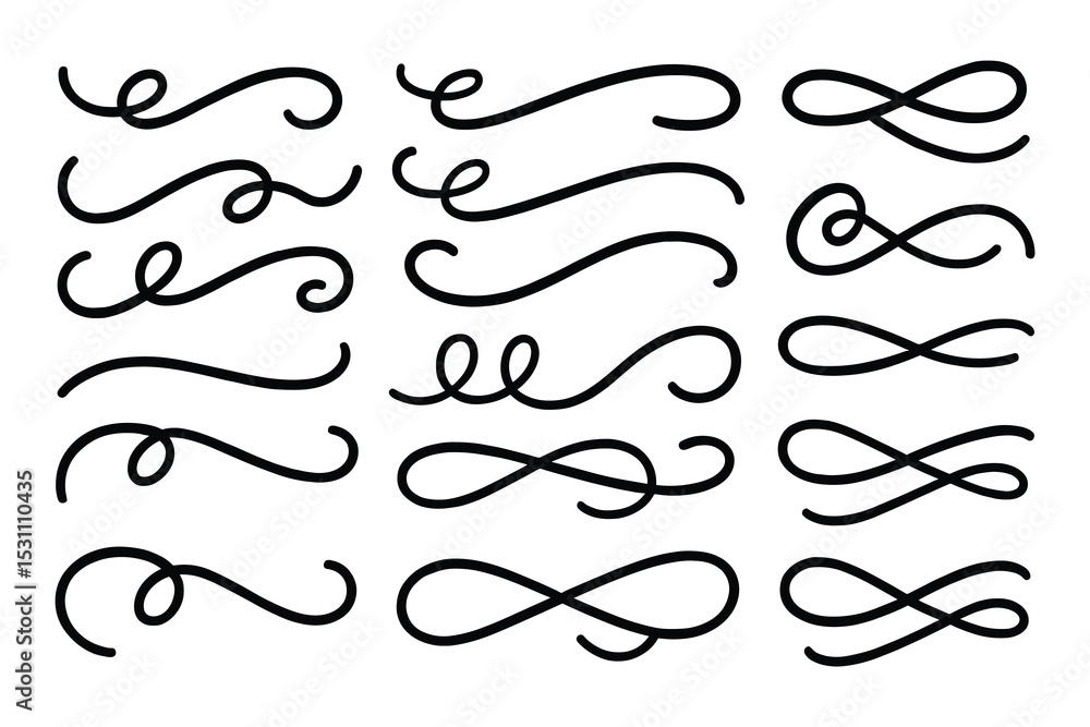 Poster elegant swirls vector set isolated on white background for decorative design projects.