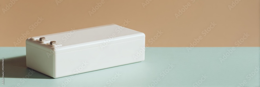 Aufkleber Modern rectangular lithium battery pack with exposed connections and fuse layers on neutral background for electric vehicle energy storage and tech marketing