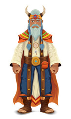 ancient fantasy magic shaman healer man character cartoon vector illustration isolated on white background