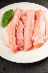 Rabbit raw meat fillet dietary fresh delicious gourmet food background on the table rustic food top view copy space keto and paleo diet