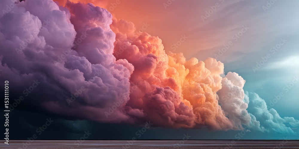 Poster dramatic windstorm with towering cumulonimbus clouds at sunset representing atmospheric instability 