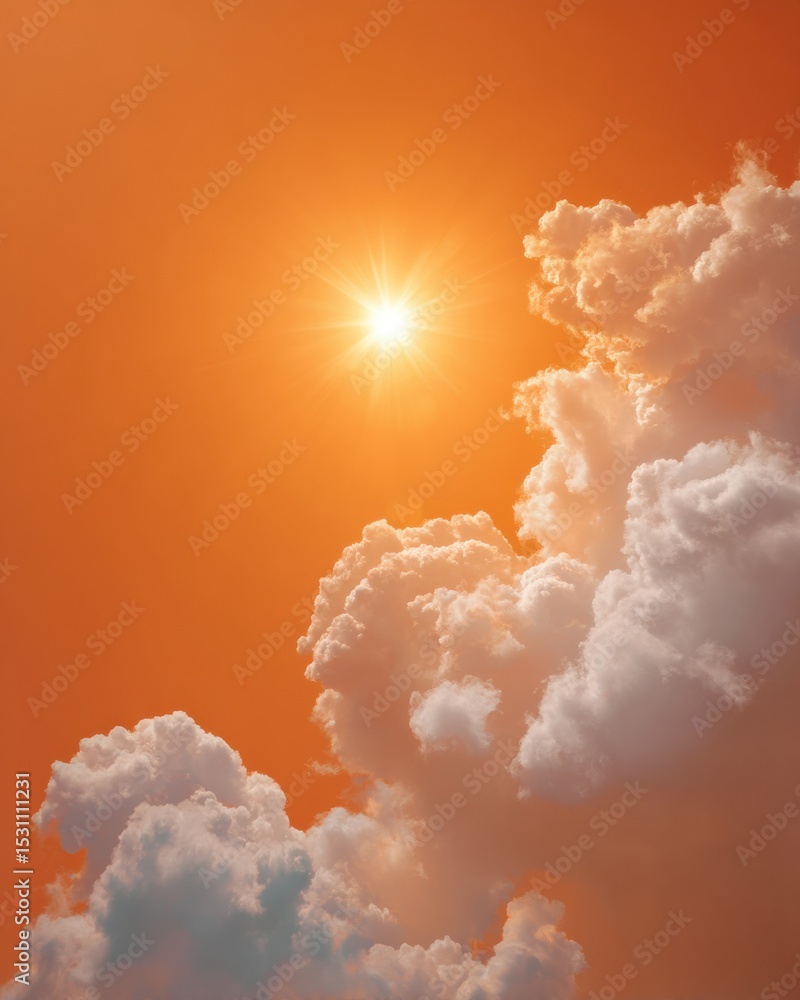 Aufkleber dramatic uv index sky with intense sun and scattered clouds highlighting climate change and extreme 
