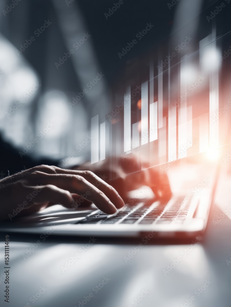 Aufkleber Futuristic Business Technology Concept with Holographic Blockchain Data and Analytics Interface for Secure Web3 Transaction Management