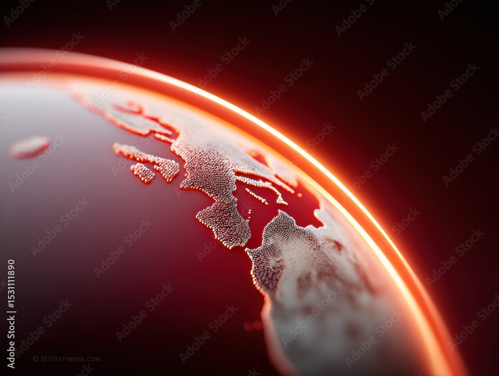 Aufkleber Futuristic Digital Globe with Telemetry Data Streams and Network Interface Elements Representing Global Connectivity and Advanced Tech Visualization