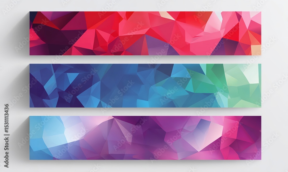 Poster abstract geometric banners colorful polygonal background design for website header and advertisement