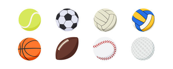 Plakat Set of sport balls including tennis, soccer, volleyball, basketball, football, baseball and golf.