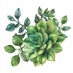 Succulent Arrangement: An artistic, high-angle perspective of a meticulously rendered succulent arrangement, showcasing the natural beauty of botanical forms in captivating detail.