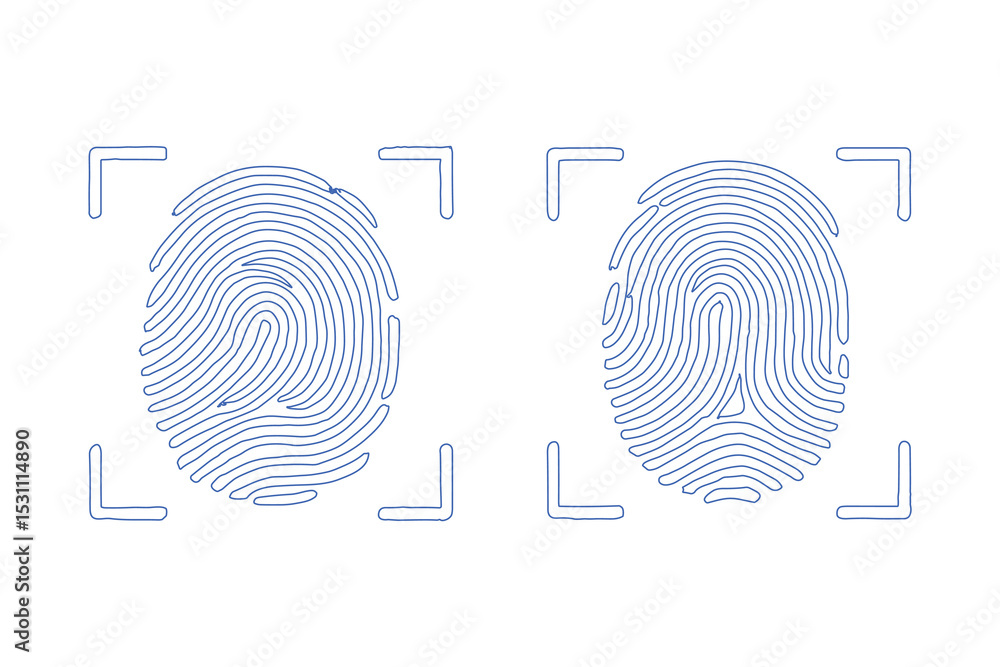 Aufkleber a set of outline fingerprint vector icons for security, identification, and authentication.