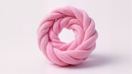 Pink twisted yarn on white background