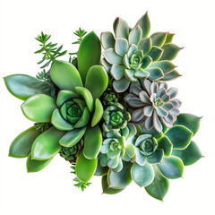 Succulent Arrangement: A vibrant collection of succulents in various shades of green, showcasing their unique textures and rosette patterns.