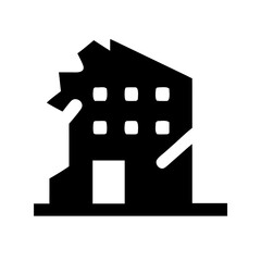 Icon of a damaged building to signify destruction or disrepair