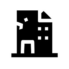 Icon of a damaged building to signify destruction or disrepair