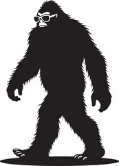 Naklejka premium Silhouette Of Bigfoot with Sunglasses for Poster Or T-Shirt