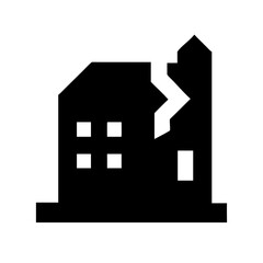 Icon of a damaged building to signify destruction or disrepair