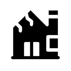 Icon of a damaged building to signify destruction or disrepair