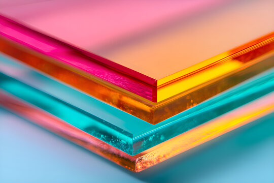 Colorful plexiglass sheets creating an abstract composition