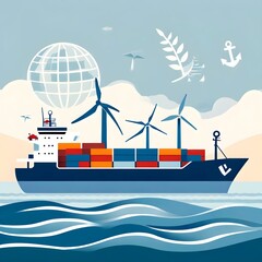 World Maritime Day, a cargo ship in the sea
