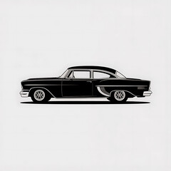 Fototapeta premium Classic black coupe isolated on white background