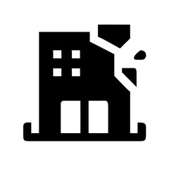 Icon of a damaged building to signify destruction or disrepair