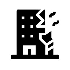 Icon of a damaged building to signify destruction or disrepair