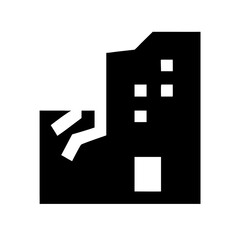 Icon of a damaged building to signify destruction or disrepair