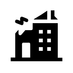 Icon of a damaged building to signify destruction or disrepair
