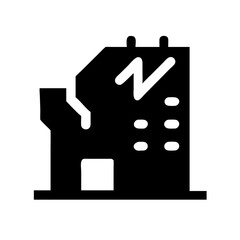 Icon of a damaged building to signify destruction or disrepair