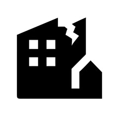 Icon of a damaged building to signify destruction or disrepair