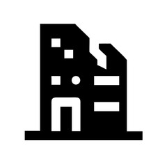 Icon of a damaged building to signify destruction or disrepair