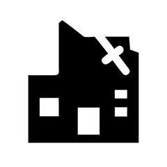 Icon of a damaged building to signify destruction or disrepair