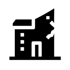 Icon of a damaged building to signify destruction or disrepair