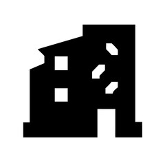 Icon of a damaged building to signify destruction or disrepair