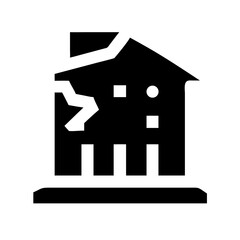 Icon of a damaged building to signify destruction or disrepair