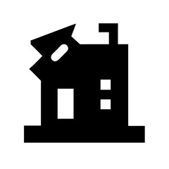 Icon of a damaged building to signify destruction or disrepair