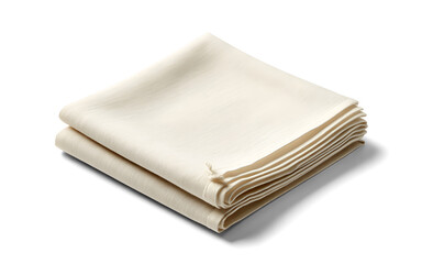 Folded Cream Cloth Napkins Stack on white background