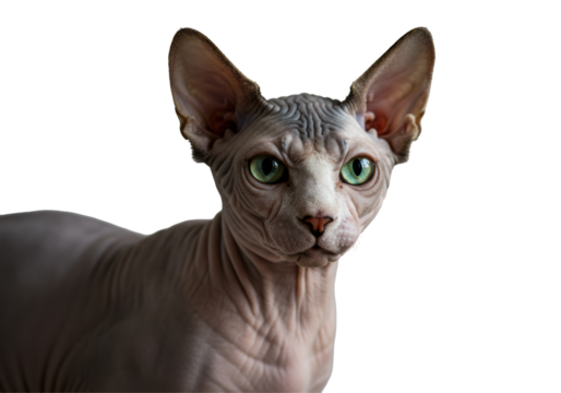 Isolated Striking Portrait of a Sphynx Cat