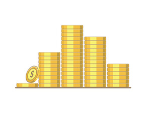Stacks of Gold Coins. Flat currency pile icon is stacked