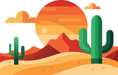 Abstract desert with cactus