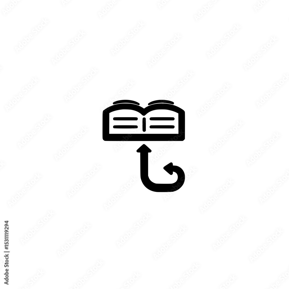 Aufkleber reading icon with open book and arrow symbol vector