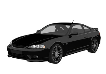 Isolated Sleek Black Sports Car