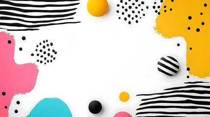 Whimsical Abstract Background with Colorful Shapes and Brushstrokes