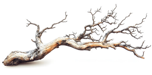 Obraz premium Isolated Bare Tree Branch on White Background\