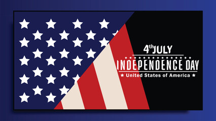 Fototapeta premium Happy 4th of July US Independence Day greeting background design with American national flag and space for text.vector illustration