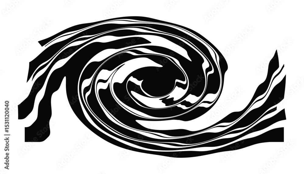 Aufkleber whirlpool style black and white swirl vector design, ideal for abstract and dynamic backgrounds.