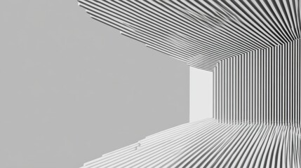 Abstract Grayscale 3D Architectural Design with Linear Perspective and White Opening