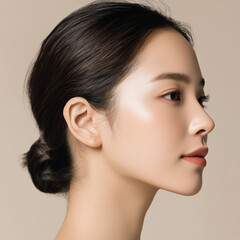 여성 모델 얼굴 클로즈업 
