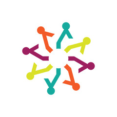 community logo vector connecting eight people