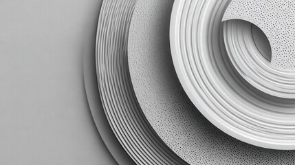 Abstract Grayscale Concentric Circles with Textured Surfaces