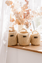 Stylish handmade bag, perfect for eco sozy indoor settings with sunlight